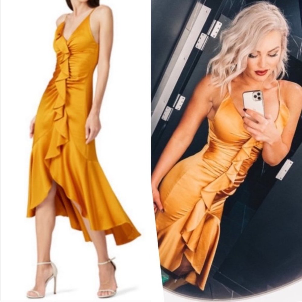 Jonathan Simkhai Midi Dress Gold in Size 6